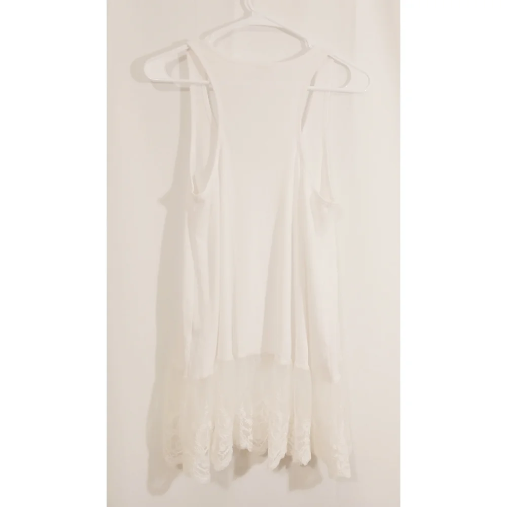 UMGEE White Ribbed Lace Extender Tank Top M - Picture 3 of 5